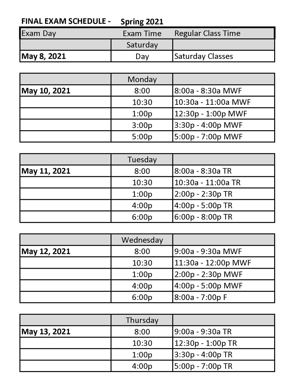 finalExamSchedule Spring2021